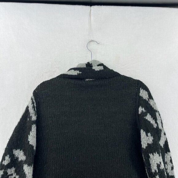 Prana Alberta Reversible Sweater Women M Black Gray Abstract Open Front Cardigan - Picture 9 of 14